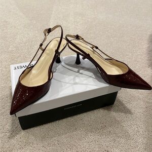 Nine West Dark Red Croc-Embossed Heels